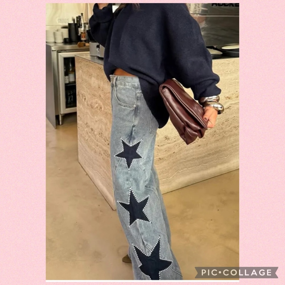 💖Retro Star & Pearl Embellished Jeans💖